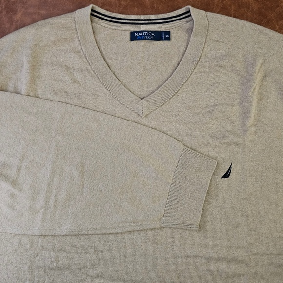 Nautica Men’s Navtech V-Neck Sweater, Tan, 6XL - Picture 1 of 8